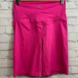 Yogalicious Lux Crossover 7" Biker Shorts Hot Pink Women's Small Workout Gym